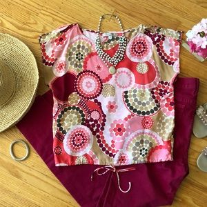 🌺 PRETTY Petro Zillia 100% Silk Blouse Misses Sm!